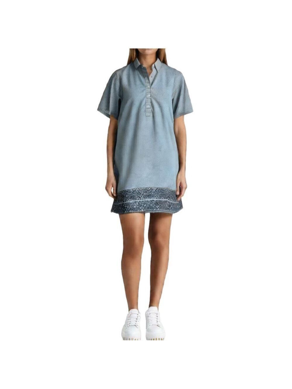 100% Linen Shift Dress Railroad Stripe Shirt Sleeve Mini Dress Size Small